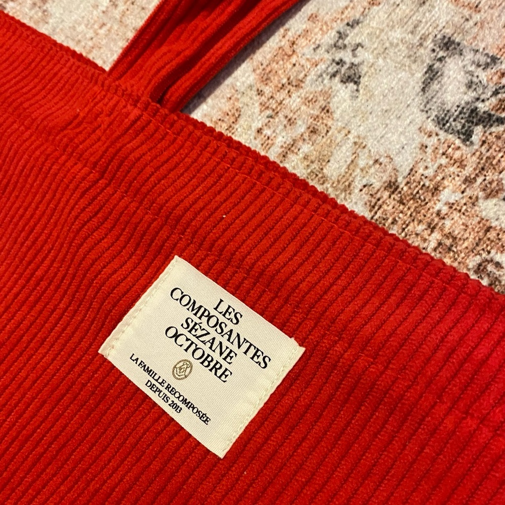 Sezane tote bag red corduroy